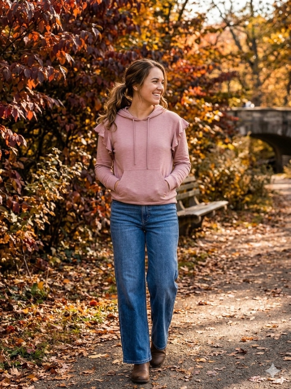 kate spade Dusty Rose Ruffle Hooded Sweatshirt